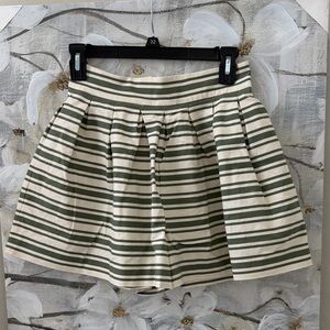 ANTONIO MELANI Green and Cream Striped A-Line Skirt